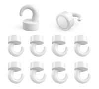 NogmeTaa Mini ganci magnetici, salvaspazio e resistenti, 10 pezzi (bianco) | base da 12 mm, 3,6 kg, forti ganci magnetici in neodimio, per cucina, ufficio e viaggi