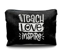 Nogrit Borsa per cosmetici per il trucco con scritta "Groovy It's Me Hi I'm The Teacher", regalo per il ritorno a scuola, regalo di ringraziamento per insegnanti, bianco, 10x7.5inch