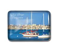 Nogytize Calamite da frigorifero in cristallo per San Diego, mare, California, USA, souvenir da viaggio, da collezione, rettangolare, divertente, per cucina, regalo, decorazione per la casa, ufficio,