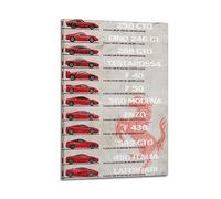 NOHF Poster da parete con immagine di auto sportive Ferrari della generazione Ferrari, stampa artistica da parete, stile retrò, decorazione per la casa e l'ufficio, 30 x 45 cm, con cornice