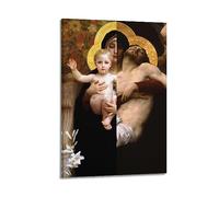 NOHF Poster da parete con stampa artistica da parete raffigurante la Madonna dei gigli, stile retrò, decorazione per ufficio, 30 x 45 cm, con cornice
