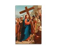 NOHF Poster di Gesù Le stazioni della Via Crucis, stampa artistica da parete, stile retrò, decorazione per la stanza, 60 x 90 cm, senza cornice