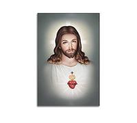 NOHF Poster di Gesù Sacro Cuore e Divina Misericordia - Stampa Artistica da Parete Retrò Estetica - Decorazione per la Stanza - Tela 40 x 60 cm, Senza Cornice