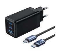 NOHON 65W GaN Caricatore USB-C: 3 Porte Tecnologia PD 3.0 con PPS | Include Cavo di Ricarica Rapida USB-C da 140W | Compatibile con iPhone 12 13 14 15 16 17 Macbook iPad Samsung Galaxy 23