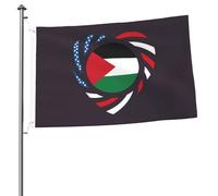 Noi Amiamo L'America E La Palestina Per Sempre Bandiere Di Benvenuto Divertente Bandiera Da Cortile Con 2 Occhielli Bandiere Da Giardino Per Patio All'Aperto Fattoria 90X150 Cm