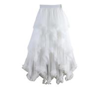 Noi Film Donna Tulle Gonna Ruffles multistrato Tessuto a rete, A-line, Tutu Animale, ballo di fine anno, matrimonio, gonne lunghe in tulle autobiografia, bianco, Einheitsgröße
