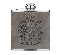 Noi Go Insieme Like Bacon & Uova 170ml Simil Pelle Hip Flask Grigio Divertente