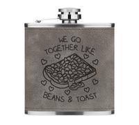 Noi Go Insieme Like Beans & Toast 170ml Simil Pelle Hip Flask Grigio Divertente