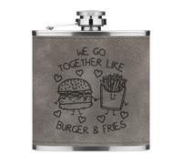 Noi Go Insieme Like Burger & Patatine 170ml Simil Pelle Hip Flask Grigio Scherzo