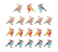 NOIAFZY 18 ciondoli a forma di uccello smaltati dorati alla moda 3D per gioielli fai da te, orecchini, bracciali, accessori artigianali, 15 x 20 mm