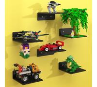 Noideeer Confezione da 6 mensole galleggianti da parete compatibili con | 12,7 x 14 cm, borchie bifacciali 16 x 17, compatibili con mattoncini Lego, conservazione e visualizzazione di mattoni