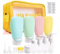 Noideeer Set di 18 Bottiglie da Viaggio in Silicone, Contenitori Liquidi Approvati per l'Aviazione, Adatti per Shampoo, Lozione, Risciacquo, Gel Doccia, con Etichette e Beauty Case da Viaggio