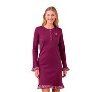 Noidinotte - Camicia da notte donna caldo cotone articolo fiori. - M Bordeaux