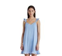 Noidinotte - Camicia da Notte Donna in Cotone bretellina Little Flower - XS Azzurro