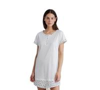Noidinotte - Camicia da Notte Donna in Cotone con Collo Quattro Bottoni Articolo DOT - M Panna