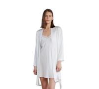 Noidinotte - Completo Due Pezzi Donna in Raso con Camicia da Notte e Vestaglia Manica Lunga Articolo Pleasure - 42 Panna