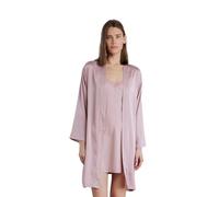 Noidinotte - Completo Due Pezzi Donna in Raso con Camicia da Notte e Vestaglia Manica Lunga Articolo Pleasure - 46 Rosa