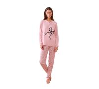 Noidinotte - Pigiama Donna Caldo Cotone Articolo Big Fiocco. - S Rosa