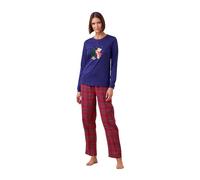 Noidinotte - Pigiama Donna Caldo Cotone Articolo Christmas Tree. - L Blu