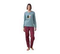 Noidinotte - Pigiama Donna Caldo Cotone Articolo Christmas Tree. - XS Verde