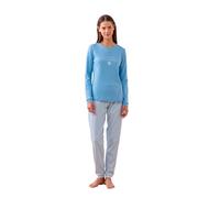 Noidinotte - Pigiama Donna Caldo Cotone Articolo Poule. - S Azzurro