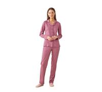 Noidinotte - Pigiama Donna Caldo Cotone Articolo Rigato. - S Rosa