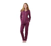 Noidinotte - Pigiama Donna Caldo Cotone Articolo Rigato. - XL Bordeaux