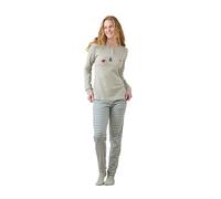 Noidinotte - Pigiama Donna Caldo Cotone Articolo Vichy Natale - L Verde
