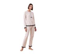 Noidinotte - Pigiama Donna Caldo Cotone con Pizzo Art.Romantic - M Panna