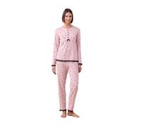 Noidinotte - Pigiama Donna Caldo Cotone con Pizzo Art.Romantic - S Rosa