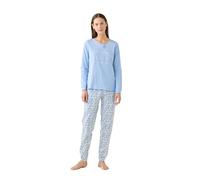 Noidinotte - Pigiama Donna Estivo in Cotone Articolo Bloom. - S Azzurro
