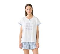 Noidinotte - Pigiama Donna Estivo in Cotone Articolo Bloom. - XL Azzurro