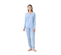 Noidinotte - Pigiama Donna Estivo in Cotone Articolo Flower. - XS Azzurro