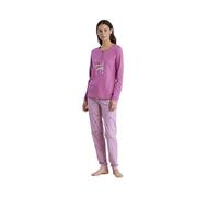 Noidinotte - Pigiama Donna in Cotone con Top Lilla a Manica Lunga e Collo a Tre Bottoni e Pantalone Lungo con Stampa Vichy Articolo Summer&Fruits - M Rosa