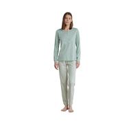 Noidinotte - Pigiama Donna in Cotone con Top Manica Lunga e Pantalone con Polsini Articolo Cherry Bloom - S Verde