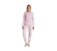 Noidinotte - Pigiama Donna in Cotone con Top Rosa a Manica Lunga e Collo a Tre Bottoni e Pantalone Lungo con Stampa Vichy Articolo Summer&Fruits - S Rosa