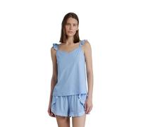 Noidinotte - Pigiama Donna in Cotone Leggero Estivo bretellina e Pantalone Corto Articolo Little Flower - M Azzurro