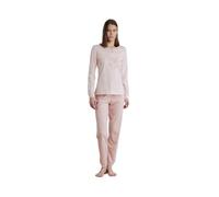 Noidinotte - Pigiama Donna in Cotone Top con Collo Due Bottoni e Pantalone Lungo Little Flower - L Rosa