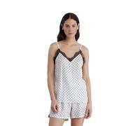Noidinotte - Pigiama Donna in Viscosa Top bretellina e Pantalone Corto Articolo Pois - XS Panna