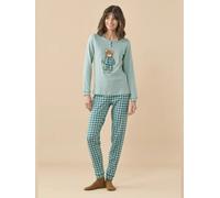 NOIDINOTTE PIGIAMA DONNA SERAFINO MANICA LUNGA E PANTALONE CALDO COTONE - FUNNY