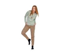 Noidinotte - Pigiama Donna Sleep in Caldo Cotone con Collo Due Bottoni - L Verde
