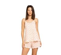 Noidinotte - Pigiama Donna Top bretellina e Pantalone Corto Cotone cuoricino - M Rosa