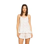 Noidinotte - Pigiama Donna Top bretellina e Pantalone Corto Cotone cuoricino - XS Panna