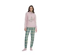 Noidinotte - Pigiama Donna Yuppie in Pile con Collo Tre Bottoni - XL Rosa