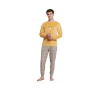 Noidinotte - Pigiama Uomo Bear in ciniglia con Girocollo - XL Giallo