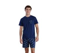 Noidinotte - Pigiama Uomo in Cotone con Top Manica Corta e Pantalone Corto Articolo Club - XXL Blu