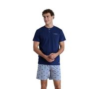 Noidinotte - Pigiama Uomo in Cotone con Top Manica Corta e Pantalone Corto Articolo Colorful - M Blu