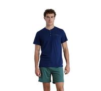 Noidinotte - Pigiama Uomo in Cotone con Top Manica Corta e Pantalone Corto Articolo Easy - S Blu