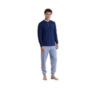 Noidinotte - Pigiama Uomo in Cotone con Top Manica Lunga e Pantalone Lungo Articolo Colorful - M Blu