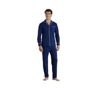 Noidinotte - Pigiama Uomo in Cotone Top Aperto Davanti e Pantalone Lungo Articolo Timeless - M Blu